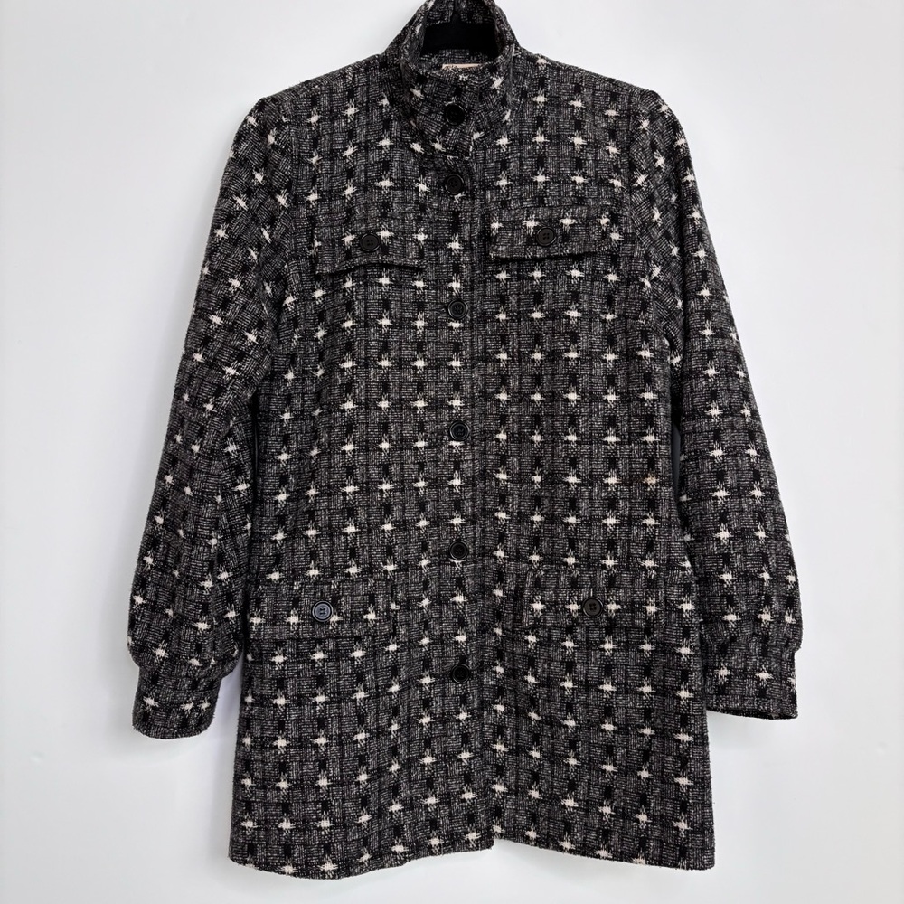 Tulle Anthropologie Black & White Checkered Retro Y2K Button Up‎ Blazer Small